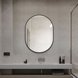 Miroir salle bain capsule 24x32", cadre alu, mural