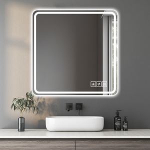Miroir salle bain LED 36x36po, anti-explosion, anti-rouille, anti-buée