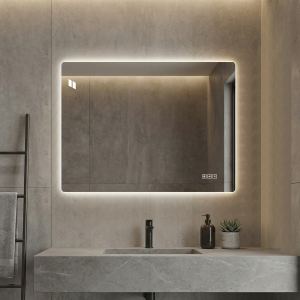 Miroir salle bain DEL 24x32po, anti-buée, 3 couleurs, 5 intensités