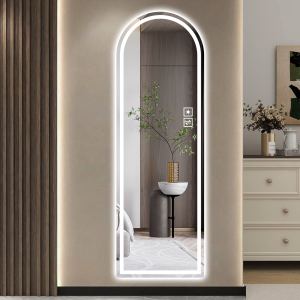 Miroir LED arqué 65 x 21 po 3 températures couleur mur chambre