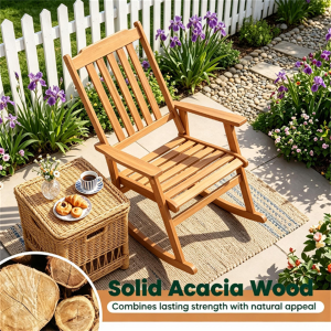 Chaise berçante acacia extérieur, 400 lb, dossier latte
