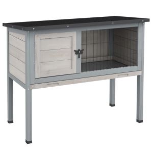 Clapier lapin surélevé bois gris