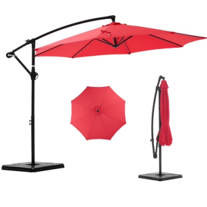 Parapluie patio suspendu 10pi, socle rotatif, 8 branches, UV, rouge - Walmart