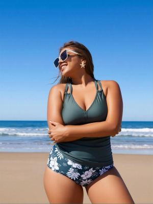 Maillot deux pièces vert kaki 2026 grande taille