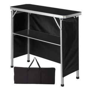 Table bar pliante 100-38-88cm, cadre alu, rangement
