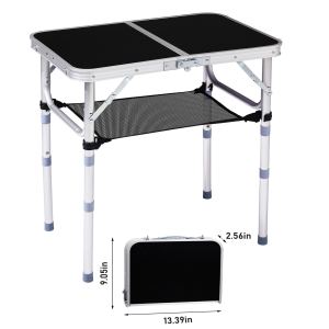 Table pique-nique aluminium 2pi, hauteur ajustable, pliable