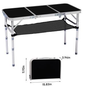 Table camping pliable 3pi ajustable rangement maille légère BBQ