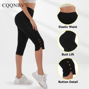 Pantalon capri sport femme taille haute élastique slim