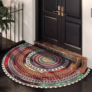 Tapis semi-circulaire bohème mandala antidérapant