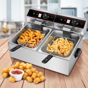 Friteuse électrique comptoir 3400W, double réservoir