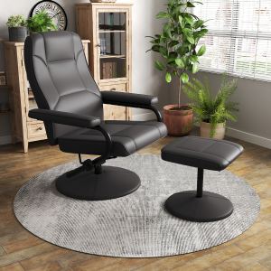Fauteuil pivotant réclineur avec ottoman, noir