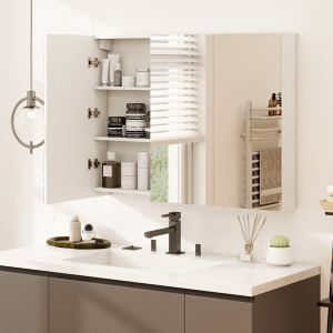 Miroir armoire mural salle bain 3 portes sans cadre