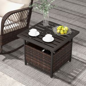 Table de terrasse rotin acier brun