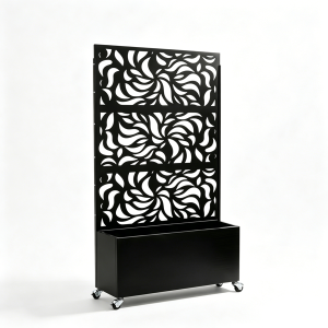 Écran intimité 70,87"H x46,06"L motif feuilles noir