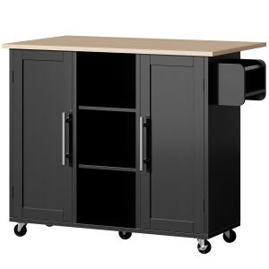 Îlot cuisine roulant, plateau rabattable, rangement