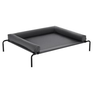Elevated Dog Bed For Large Dogs XL, Raised Dog Bed Cot With Washable Pillow, Indoor & Outdoor Cooling Dog Bed Hammock, Heavy Duty Steel Frame Dog Bed With Breathable Teslin Mesh, Grey