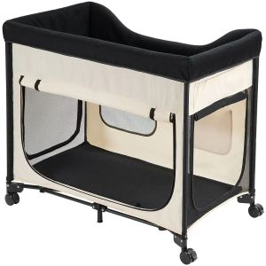 Lit surélevé XL pour chiens, pliable, roulettes