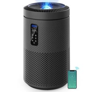 Purificateur d'air WiFi, capteur qualité, stérilisation UV, filtre lavable, 1782 pi²