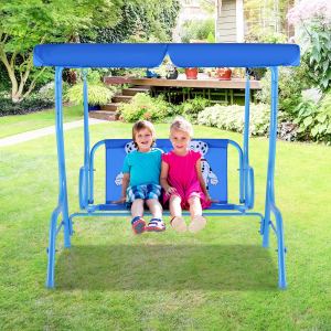 Balançoire patio enfants 2 places avec auvent