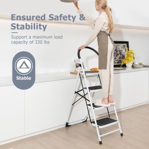 Escabeau 4 marches pliable antidérapant 330 lb