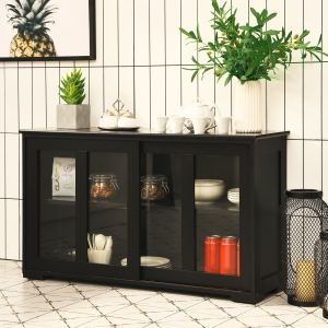 Armoire cuisine porte coulissante verre noir