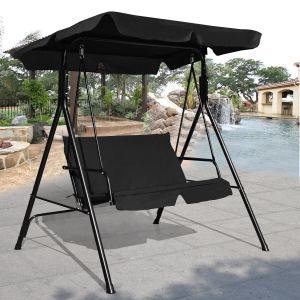 Balançoire glisseur patio acier cadre loveseat noir