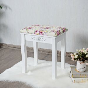 Tabouret piano bois rembourré rose blanc