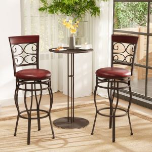 2 tabourets bar 30 po 360° cuir marron