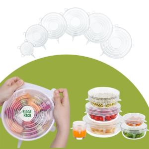6 couvercles silicone microonde bol universel