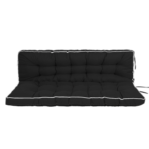 Coussin balançoire 70 po, imperméable 4po épais avec dossier-noir