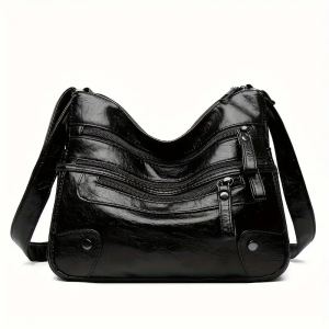 Sac à bandoulière femme cuir lavé grande capacité