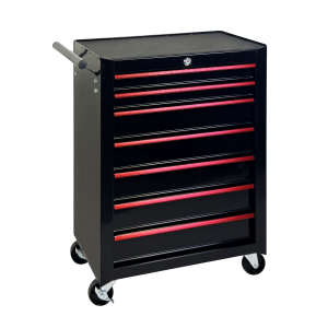 7-Drawer Rolling Tool Storage Cabinet With Detachable Top Tool Box, Universal Lockable Wheels, Adjustable Shelf, Locking Mechanism, Metal Tool Cart For Garage Workshop,Dark Space Black