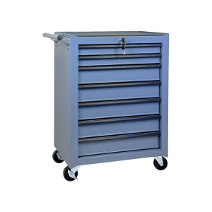 Chariot rangement 7 tiroirs roulettes sommier amovible gris