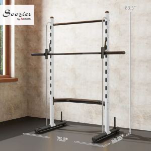Rack squat barre traction banc ajustable multi-fonction blanc