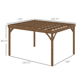 10' X 12' Outdoor Wooden Pergola, Grape Vine Gazebo With Concrete Anchors For Garden, Patio, Backyard, Deck, Brown Multiple Packages