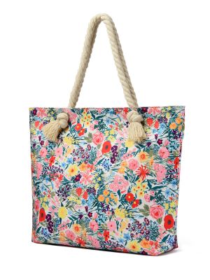 Sac plage femme motif floral imperméable sans sable ramassage