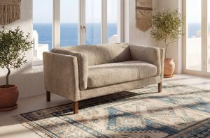 Causeuse moderne 58.27po chenille coussin camel