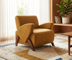 Lounge Chair, Accent Chair,28.15-inch Velvet Fabric Decorative Sofa, With Four Birch Legs, Suitable For Living Room, Study, Office Or Leisure Area, Turmeric