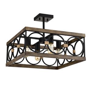 Luminaire îlot cuisine 4 ampoules farmhouse noir
