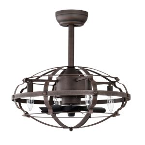 Ventilateur plafond cage 20,63po lumières, moderne, télécommande, rouge rouille