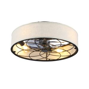 Ventilateur plafond tissu 20po, sans pales, télécommande