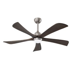 Ventilateur plafond 52" 5 pales, lumières, télécommande nickel