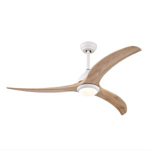 Ventilateur plafond 52 po bois blanc mat, télécommande