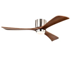 Ventilateur plafond 52 po bois, télécommande, nickel brossé