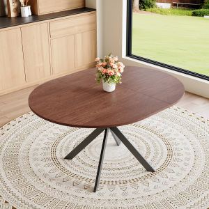 Table à manger extensible rond 43-54po - Pieds métal, 4-6 places