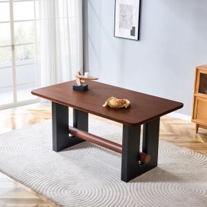 Table Dîner MDF Noyer Noir Compact Deux Tons