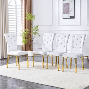 Ensemble 4 chaises salle à manger texture alligator cristal détails cuir doré
