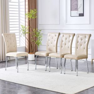 Ensemble 4 chaises salle à manger cuir croco beige