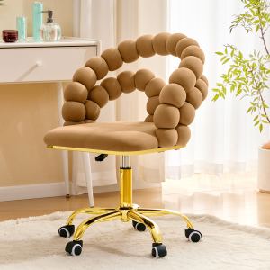 Chaise bureau velours bulle pivotante or