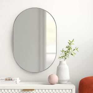 Miroir ovale métal argent 20 x 28 po